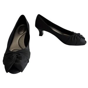 Abella Laura Peep-Toe Heels Size 9 Excellent Condition Black Taffeta Fabric